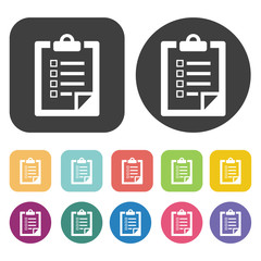 Medical chart icon. Hospital nurse icons set. Round and rectangl