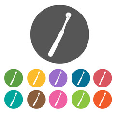 Tracing wheel icon. Sewing equiptment icons set. Round colourful