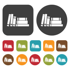 Story Books sign icon. Sleep Sign symbol icons set. Round and re