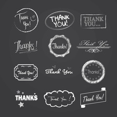 Drawn and Rendered Thank You vintage badge label. Vector Illustr