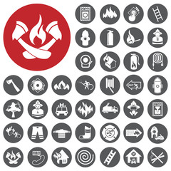 Firefighter related icons set. Vector Illustration eps10