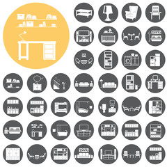 House furniture Interior icon set. Vector Illustration eps10