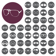 Glasses and sunglasses icon set. Vector Illustration eps10