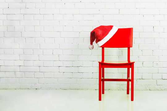 Santa Hat On A Chair.