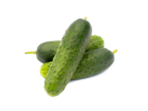 Cucumber in front of the group isolaed on white background