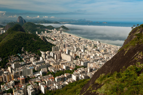Aerial View of Copacabana District in Rio de Janeiro