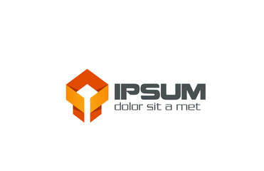 Business Abstract Ribbon Origami shape Logo design vector