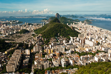 Naklejka premium Cityscape of Rio de Janeiro Urban Areas and Hills