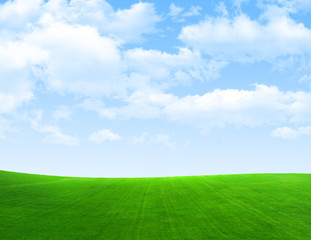 Green field, sky, clouds