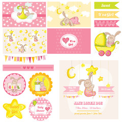 Scrapbook Design Elements - Baby Shower Bunny Theme - in vector