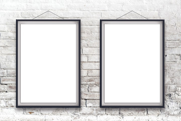 Two blank vertical paintings poster in black frame