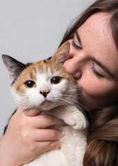 A girl with her cat