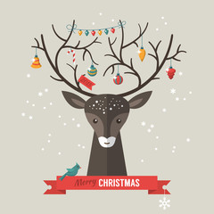 Christmas holiday hipster design with flat icons.