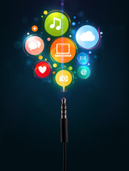 Social media icons coming out of electric cable