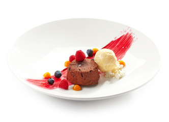 Chocolate fondant with ice cream
