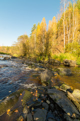 ручей в осеннем лесу, Урал, Россия