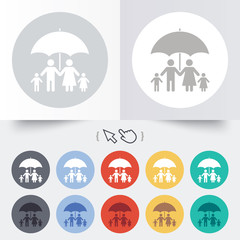 Complete family insurance icon. Umbrella symbol.