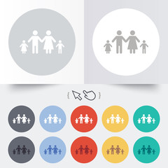 Fototapeta premium Complete family with two children sign icon.