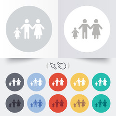 Obraz premium Complete family with one child sign icon.