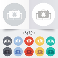 Front photo camera sign icon. Change symbol.
