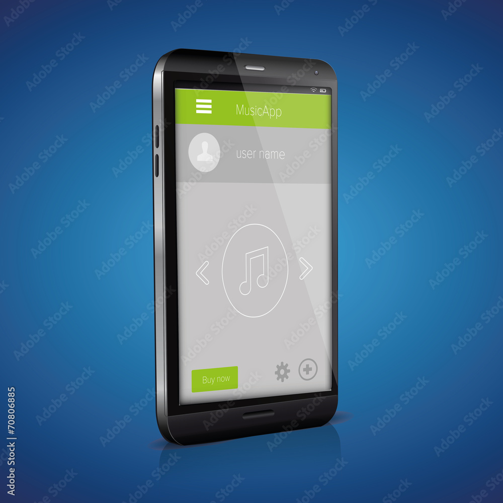 Poster flat mobile ui design on smartphone. vector eps 10.