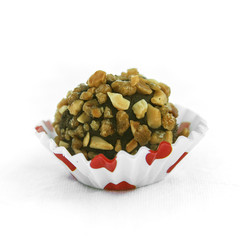 Chocolate truffle in a white background