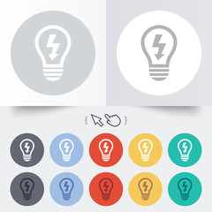 Light lamp sign icon. Bulb with lightning symbol