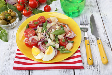 Fresh breakfast consisting of vegetable salad served