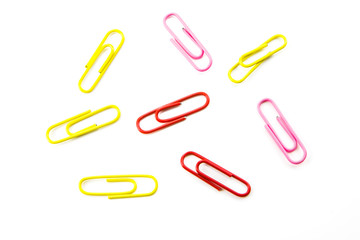 Paper clips on white background