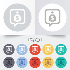 Money bag sign icon. Dollar USD currency.