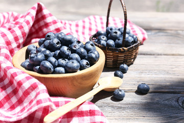 Fresh blueberries on wooden table
