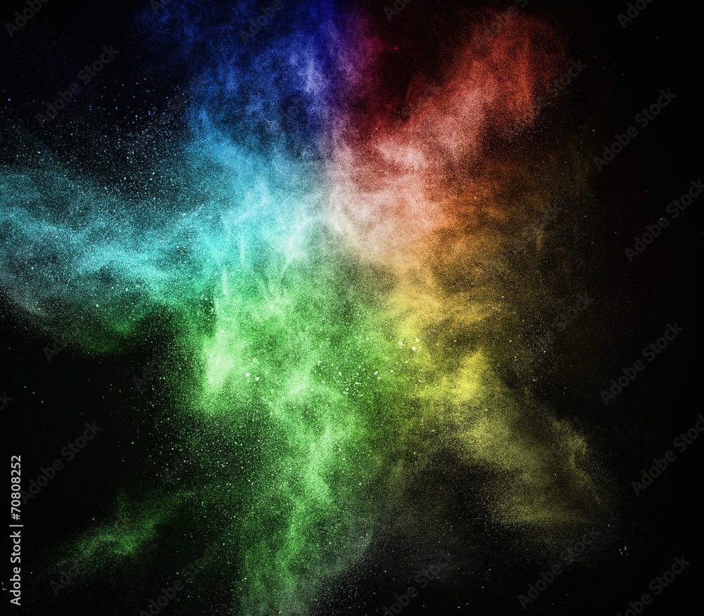 Canvas Prints colourful powder exploding isolated on black