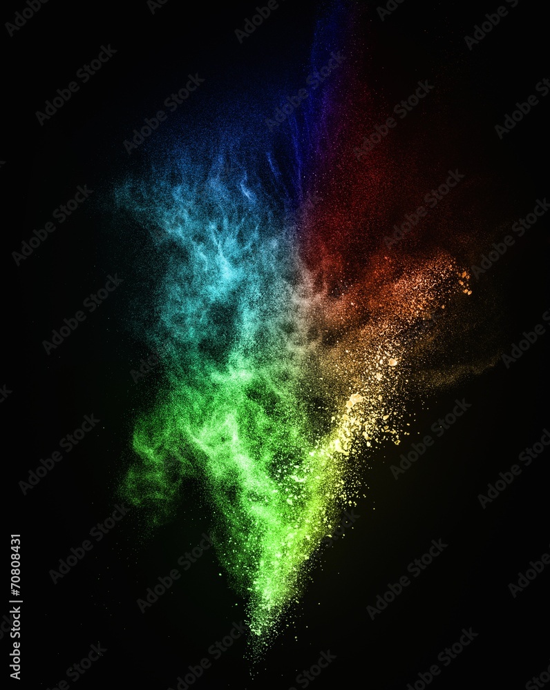 Canvas Prints colourful powder exploding isolated on black