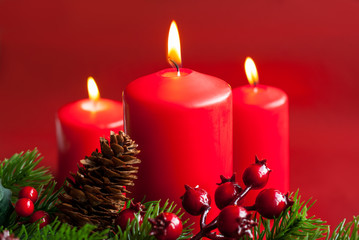 Christmas candles with decor