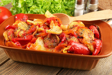 Vegetable ragout on table, close-up