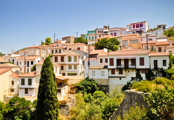 Fototapeta na wymiar Vathi hill houses. Samos, Greece