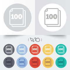 In pack 100 sheets sign icon. 100 papers symbol.