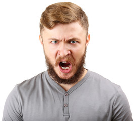 Portrait of handsome man with beard isolated on white