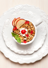 Granola.Delicious breakfast.