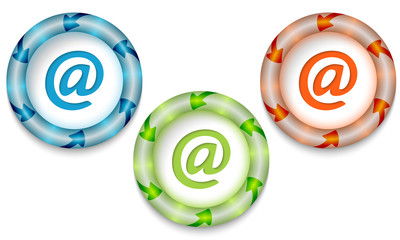 Obraz premium Three frames with color back light and email icon