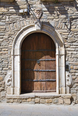 Wooden door. Guardia Perticara. Basilicata. Italy.