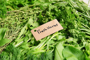 Different fresh herbs close-up