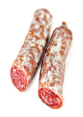 Italian salami  isolated on white