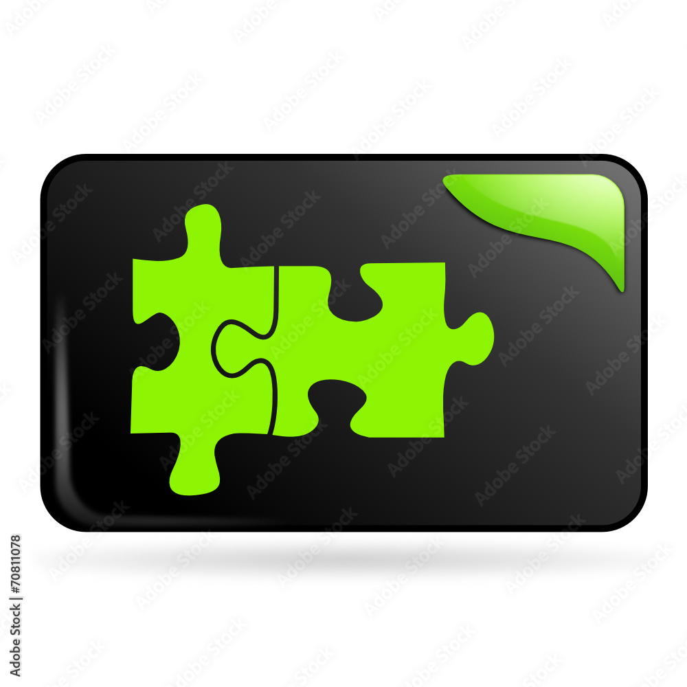 Aufkleber puzzle sur bouton web rectangle vert