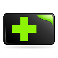 premiers secours sur bouton web rectangle vert