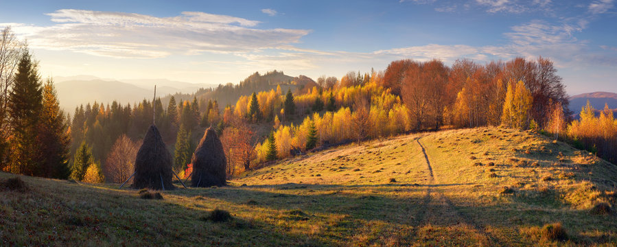 Haystacks In Mountain Village