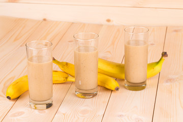 Banana fresh juice and fruit.