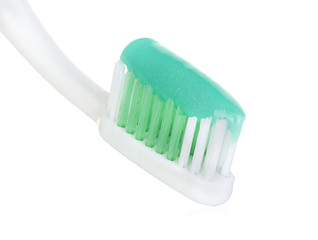toothbrush with toothpaste isolated on white background