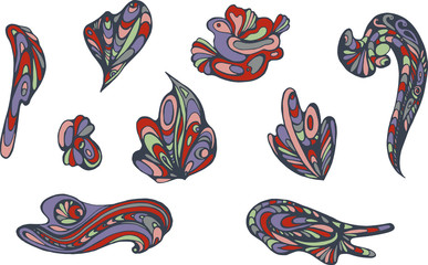 set of colorful curly abstract graphic elements 2