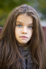 Beautifal little girl in the autumn park